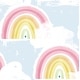 preview thumbnail 1 of 1, Seabrook Designs Day Dreamers Rainbows Unpasted Wallpaper 20.5 in. W x 33 ft. L - Powder Blue