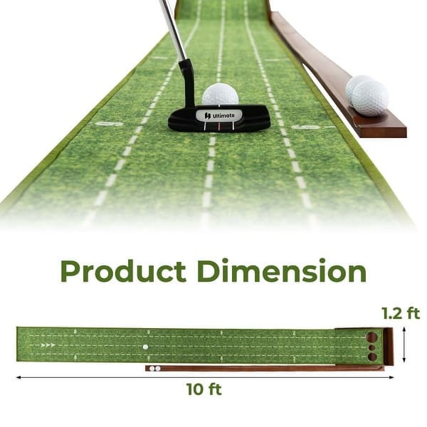 dimension image slide 2 of 3, Costway Putting Green Practice Golf Putting Mat with Auto Ball Return
