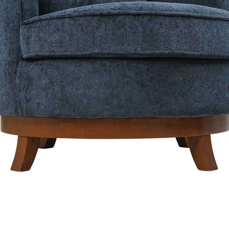 Modern Set of 2 Chenille Wooden Swivel Barrel Chair Upholstered Ergonomic Design