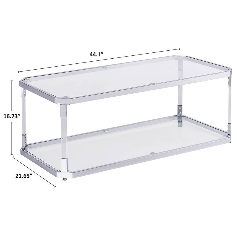 Chrome Coffee Tables Glass Coffee Table with Shelf