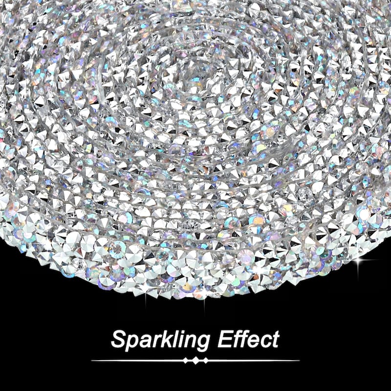 3 Yards Resin Rhinestone Ribbon Crystal Strips Hot Melt Adhesive, AB