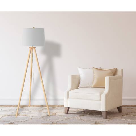 A-Frame Tripod Rubber Wood Floor Lamp