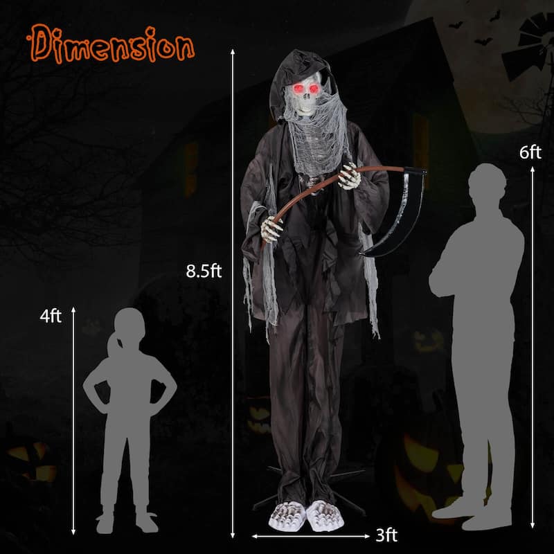 8.5 FT Halloween Animatronics Sound-Activated Standing Grim Reaper