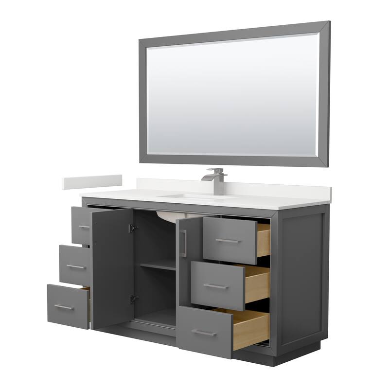 Icon 60-inch Single Vanity, Quartz Top, 58-inch Mirror