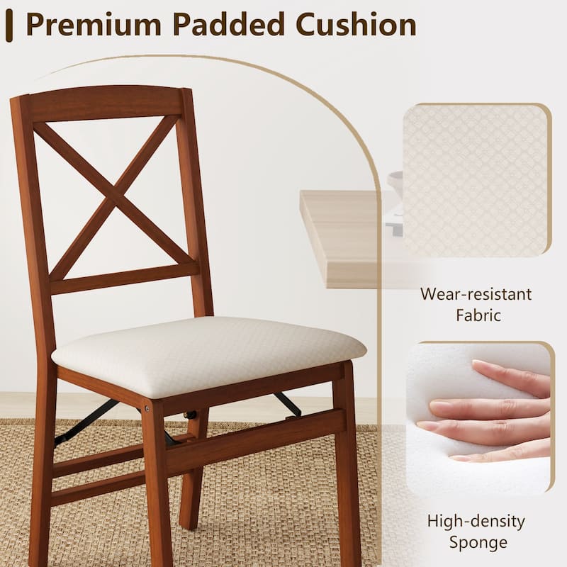 Gymax 4 Set Kitchen Chairs w/ Rubber Wood Frame Upholstered Seat