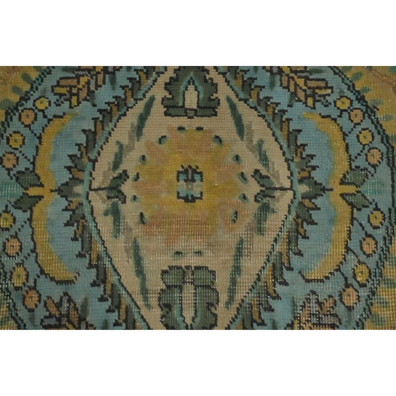Hand Knotted Oriental 100% Wool Carpet Traditional Floral Yellow & Gold Tabriz Area Rug - 9' 5'' X 6' 5''