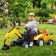 preview thumbnail 9 of 8, Kids Ride-On Digger Truck with Horn, Excavator Toy, 6 Wheels & Detachable Trailer, Pedal-Powered for Ages 3-6 - Yellow