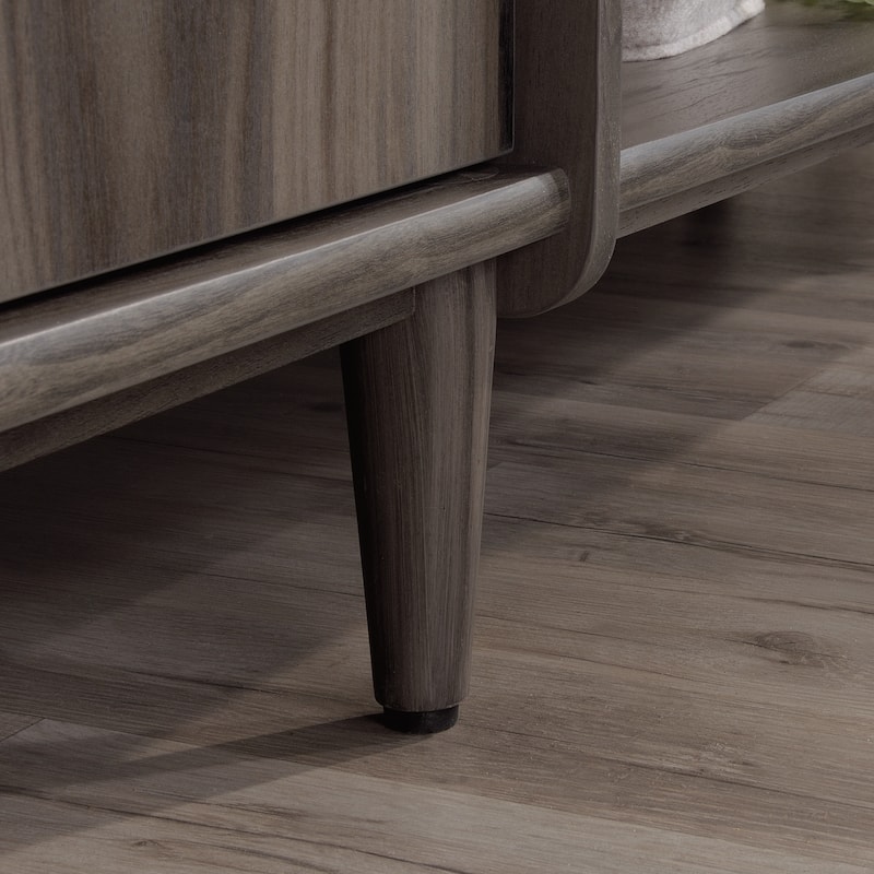 Wood Modern Credenza with 2 Drawers and 2 Open Shelf, Dark Gray - 59.06"W x 18.5"D x 30.39"H