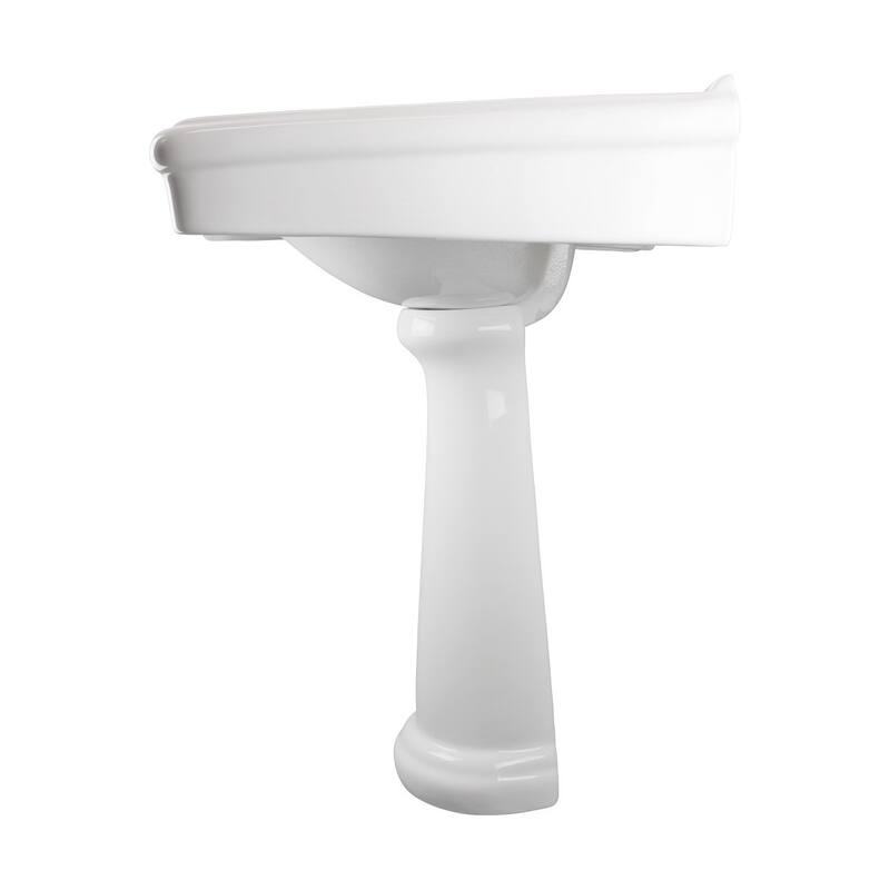 Darbyshire White Bathroom Pedestal Sinks with 8 in. Widespread Faucet Holes