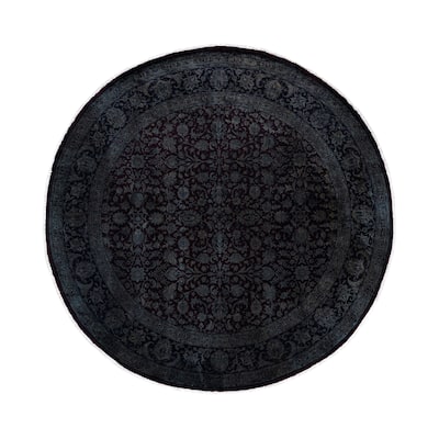 Overdyed One-of-a-Kind Hand-Knotted Round Area Rug - Gray - 8' 1" x 8' 1"