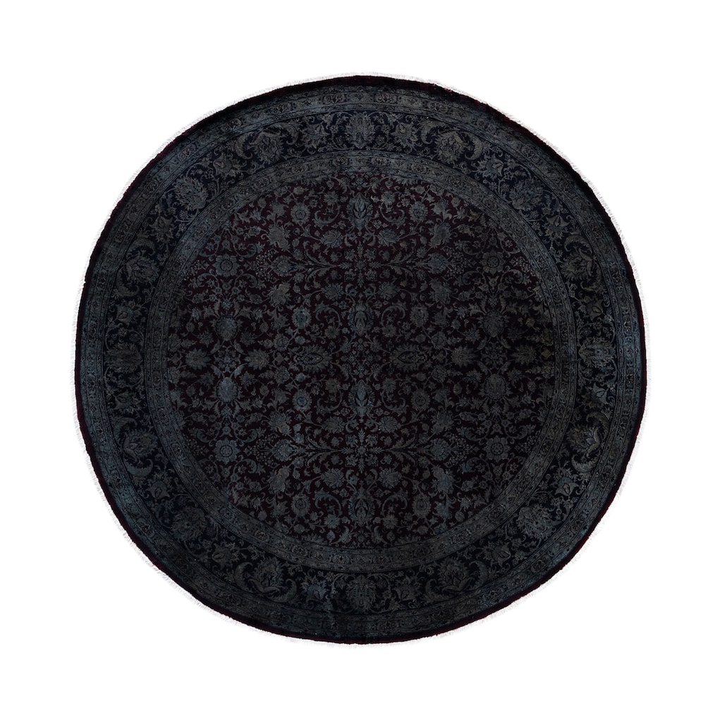 Overdyed One-of-a-Kind Hand-Knotted Round Area Rug - Gray - 8' 1" x 8' 1"
