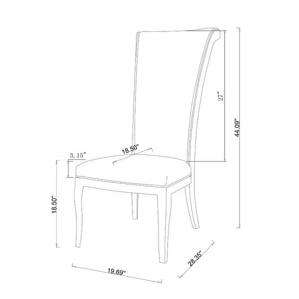 Somette Contemporary Tall Roll Back Side Chair, Set of 2 - N/A