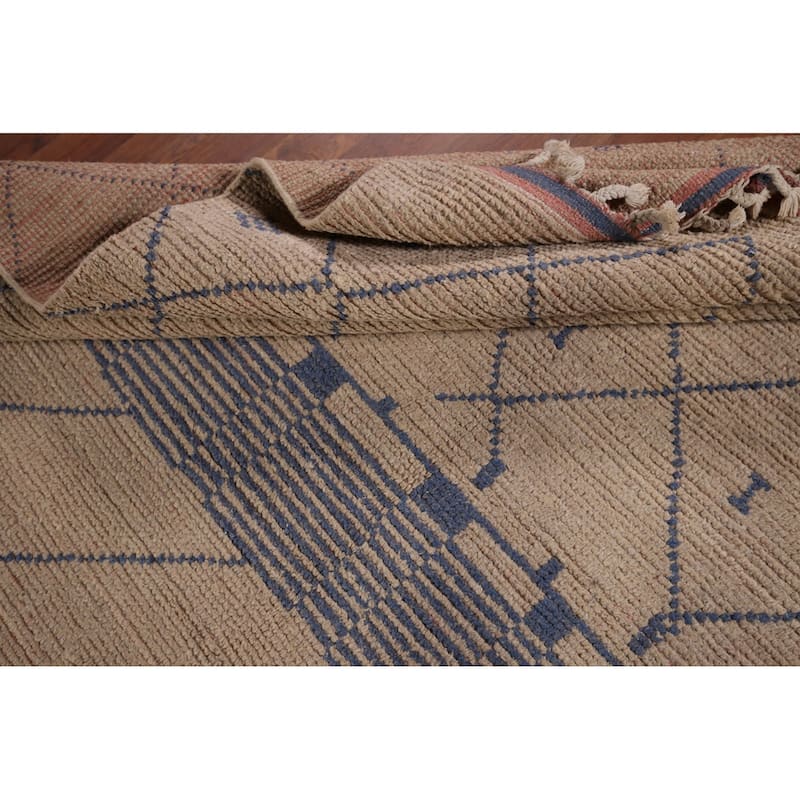 Earth Tone Trellis Moroccan Oriental Area Rug Hand-Knotted Wool Carpet - 7'8"x 8'8"