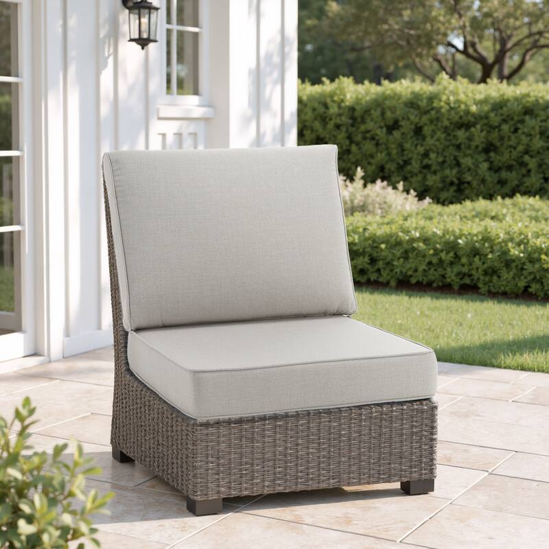 Outdoor 4.7" Thick Sunbrella Cushion Set with Back and Seat Cushions - Light Grey