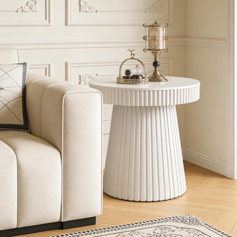31.5 Inches Round Side Table, Modern Accent End Table, Small Dining Table, Nightstand & Bedside Table for Living Room, Bedroom