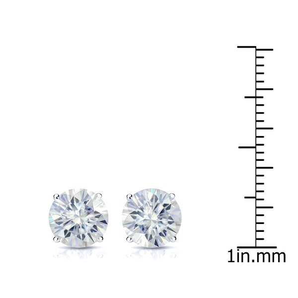 Auriya 3ctw Round Moissanite Stud Earrings 14k Gold 4-Prong Basket - 7.4 mm