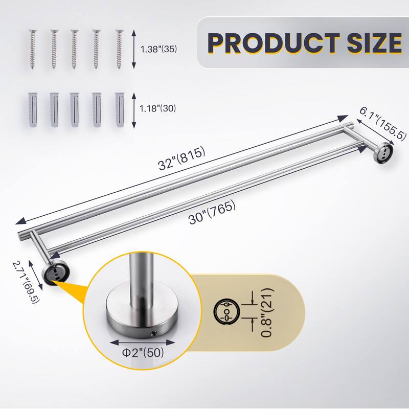 WOWOW Wall Mounted Stainless Steel Double Towel Bar