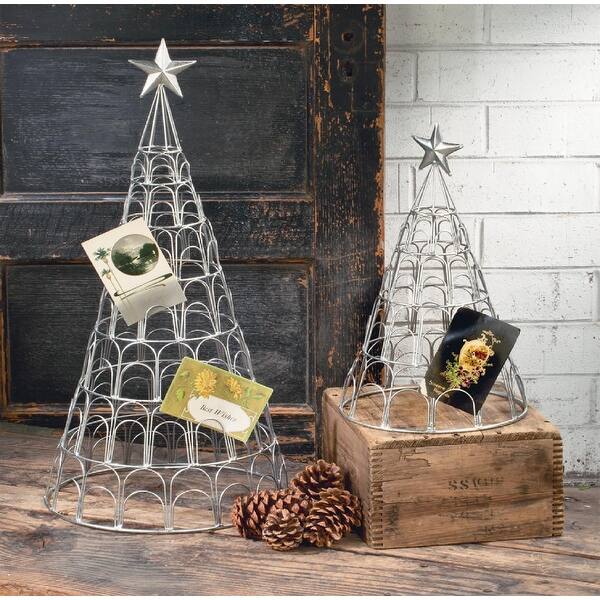 Shop Set Of 2 Silver And Gray Christmas Tree Greeting Card Holders