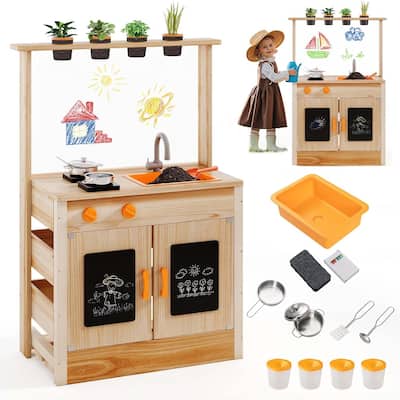 Mud Kitchen Fir Wood Outdoor Play Kitchen Toy for Toddlers