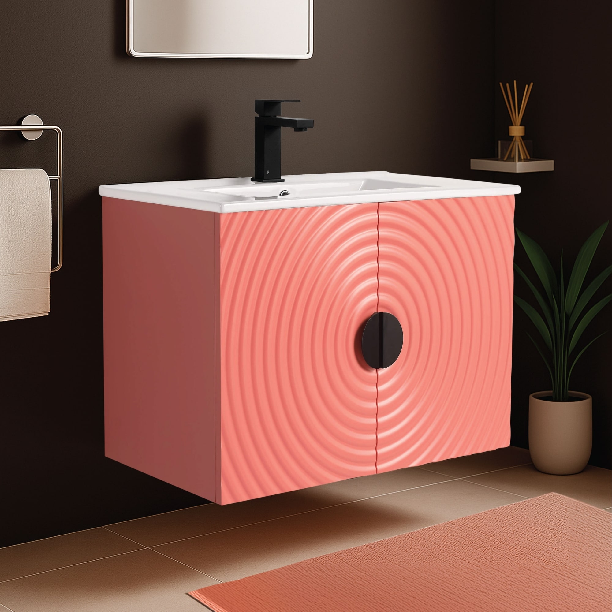 Pellabay Modern Bathroom Vanity with Fluted Circular Doors - Sink Included