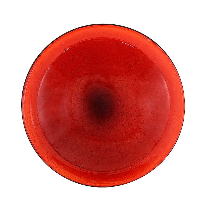 Achla Designs Reflective Crackle Glass Birdbath Bowl, 12.5 Inch Diameter, Red