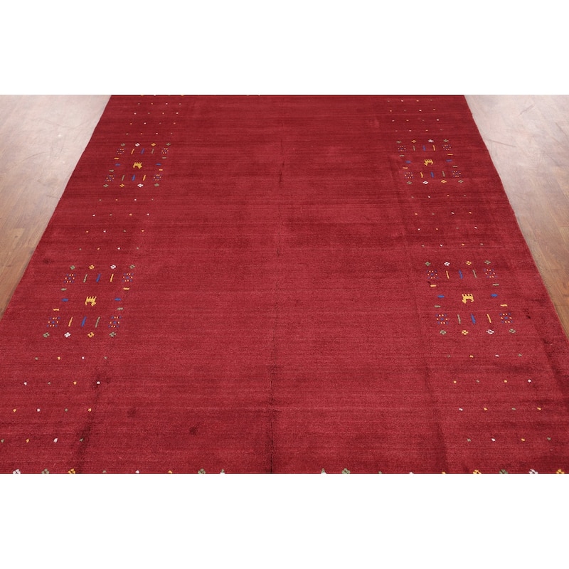 Tribal Gabbeh Oriental Area Rug Handmade Tribal Red Silk Carpet - 5'4" x 8'0"