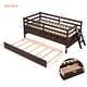 preview thumbnail 10 of 14, Espresso Twin Size Solid Wood Low Loft Bed with Full Safety Fence, Climbing ladder, Storage Drawers and Trundle