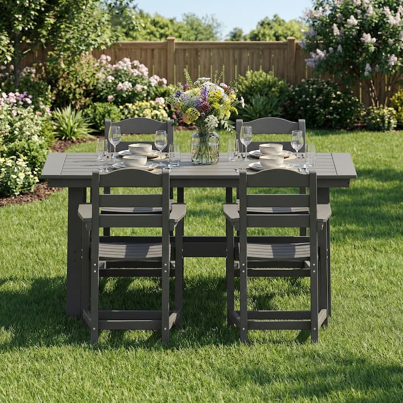 all weather patio furniture with umbrella Outdoor Dining Set Patio Table Chairs All Weather Patio Furniture Set with Umbrella Hole - 70.9