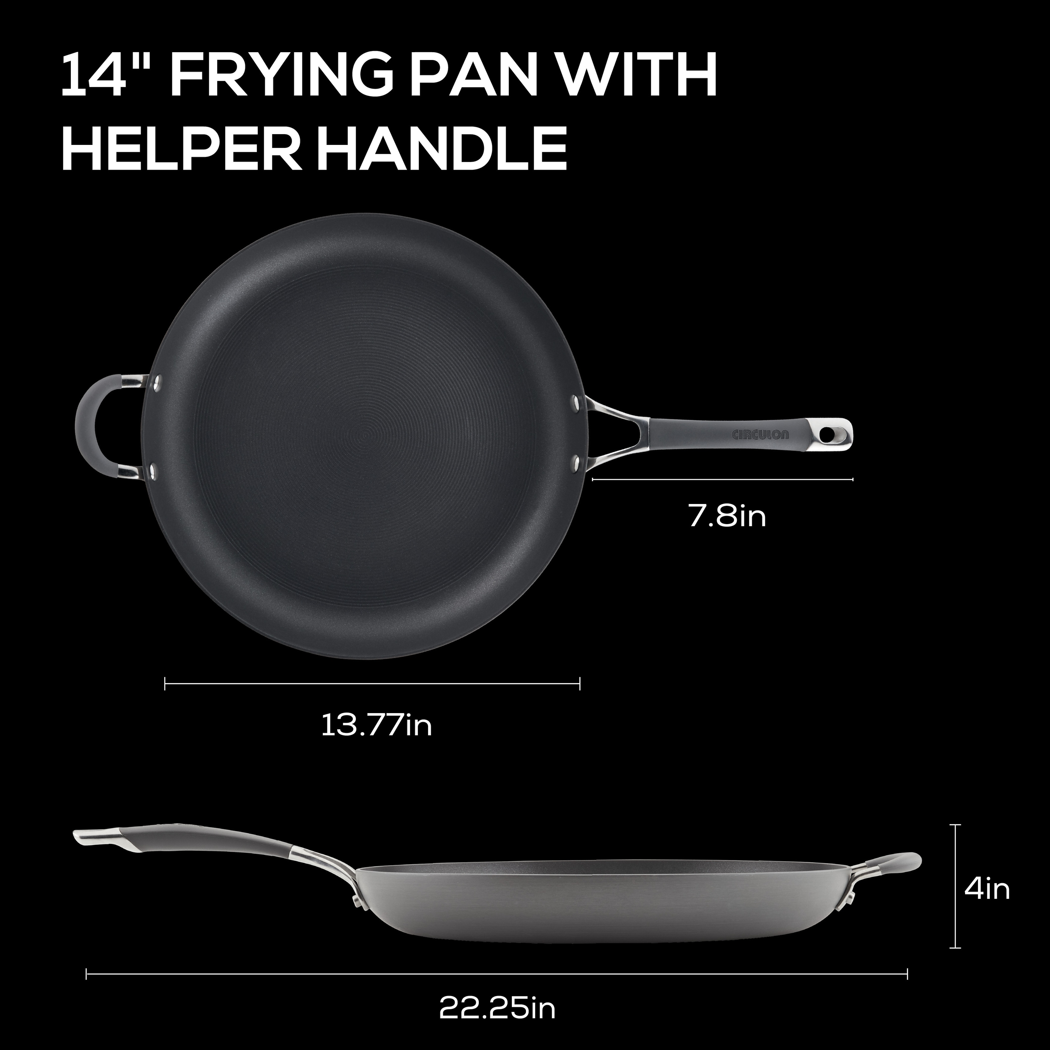 Circulon Radiance Hard Anodized Nonstick Frying Pan with Helper Handle, 14- Inch, Gray - Bed Bath & Beyond - 26451088