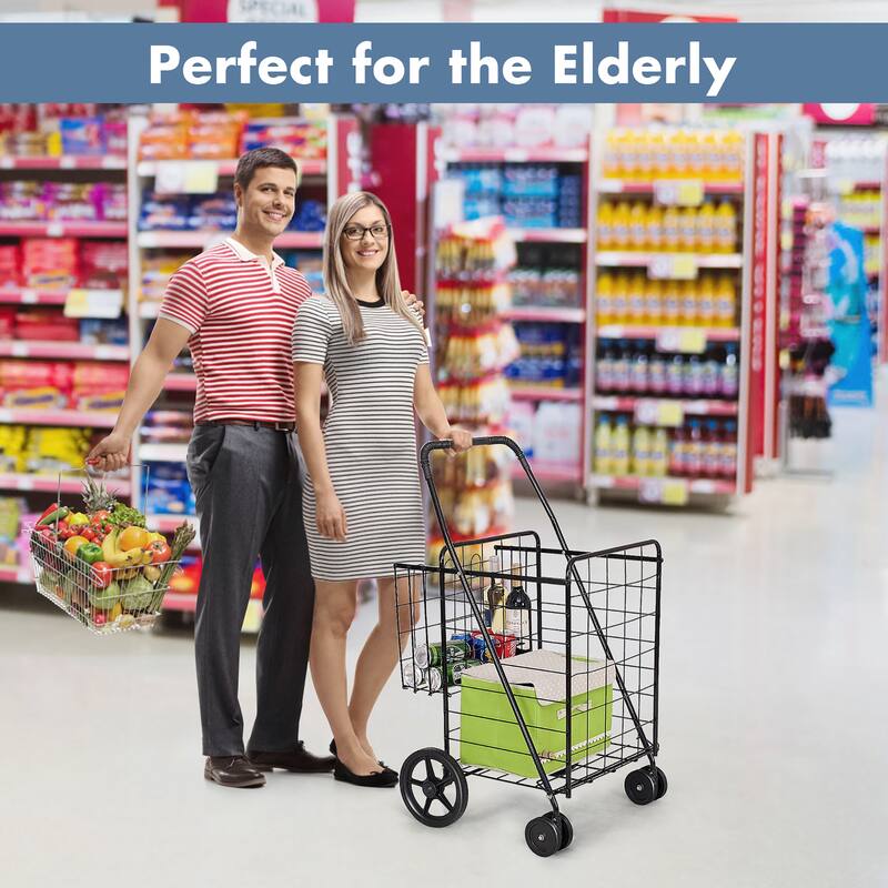 Folding Shopping Cart Utility Cart with Swivel Wheels