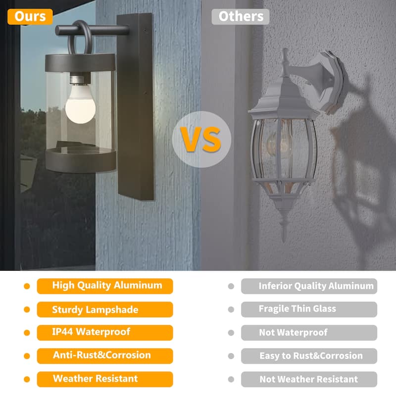 Wall Lights Outdoor Lantern with Dusk to Dawn Sensor E26 Bulb (Not Include) Max 28W