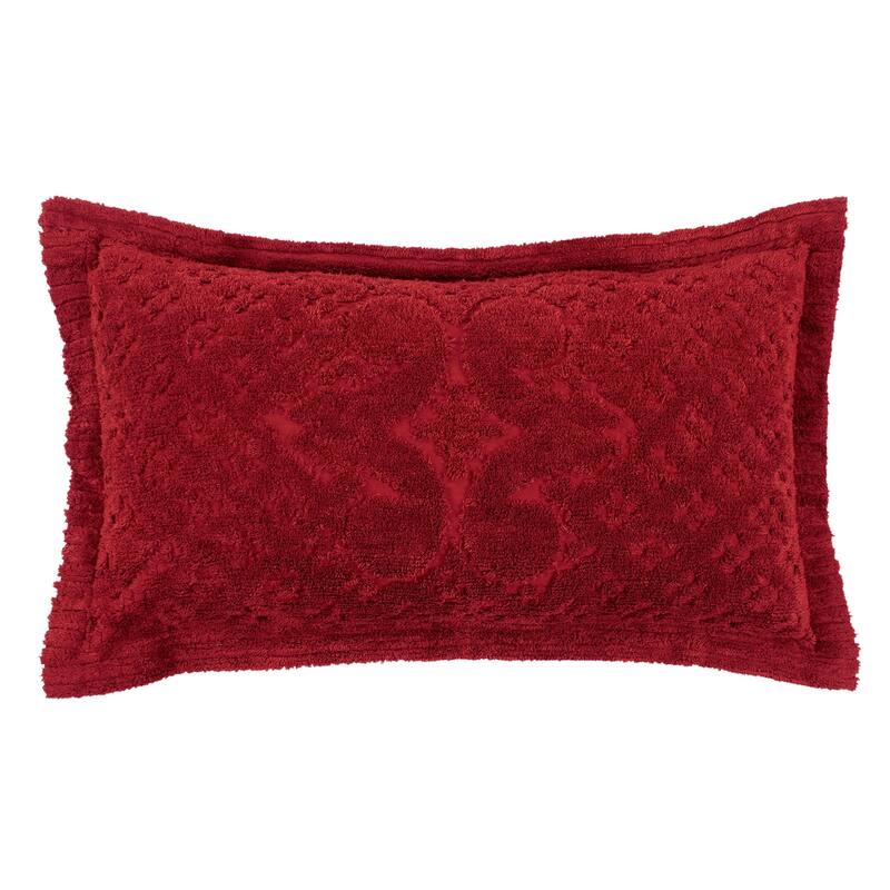 Better Trends Ashton Collection in Medallion Design 100% Cotton Tufted Unique Luxurious Machine Washable Tumble Dry - Burgundy - King Sham