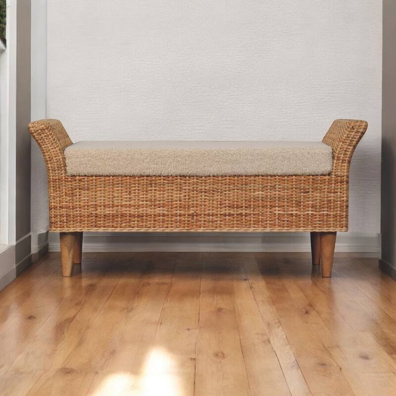 Artisan Furniture Solid Wood, Upholstered Riviera Woven Bench