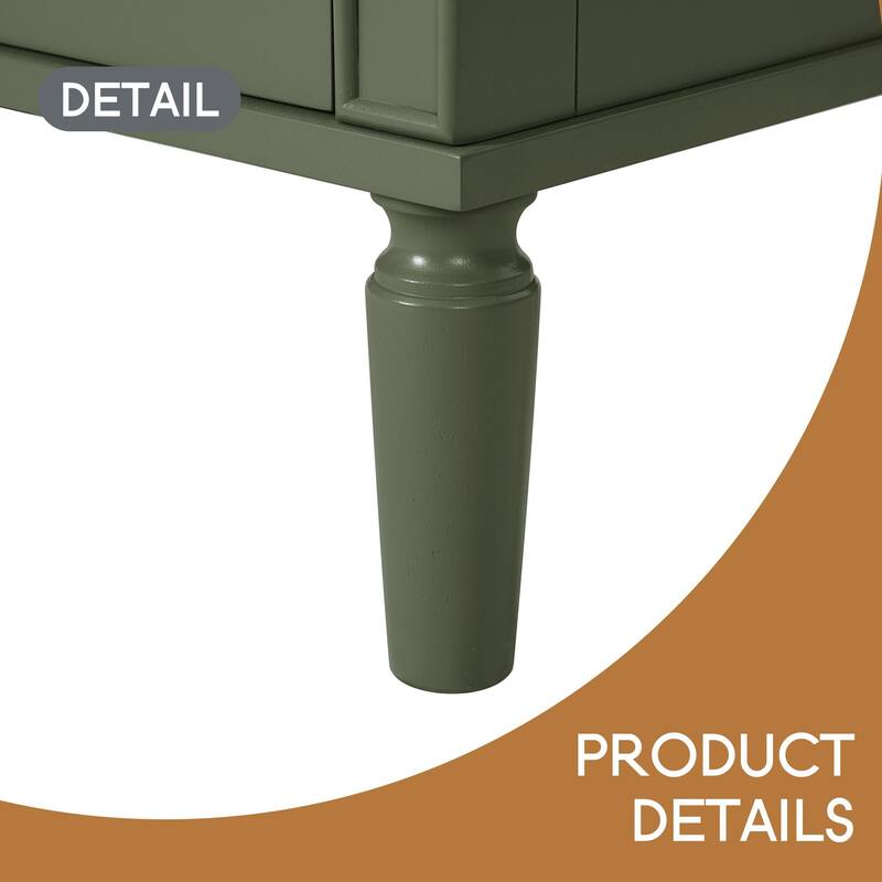 Bathroom Vanity with Ceramic Sink, Soft-Close Door with Built-in Shelf, Deep Drawer, Standard Drawer, Long Divider Drawer