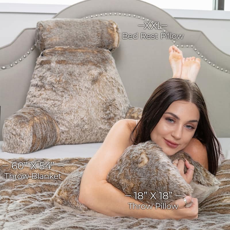 Husband Pillow - Exquisite Cozy Faux Fur - Double Sided Weighted Throw Blanket - 2-tone, 50"X 60"