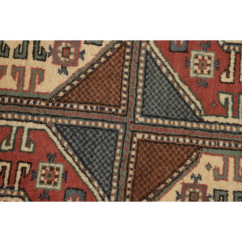 Geometric Anatolian Turkish Vintage Area Rug Handmade Wool Carpet - 6'7" X 9'8"