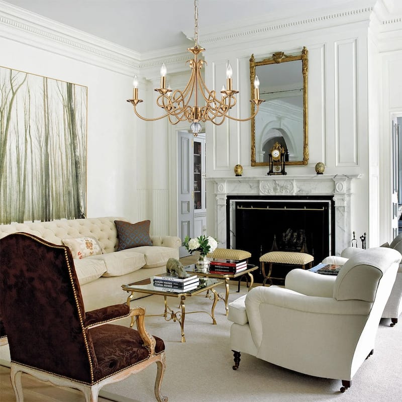 6-Light Vintage Luxe Gold Iron Candle Style Chandelier