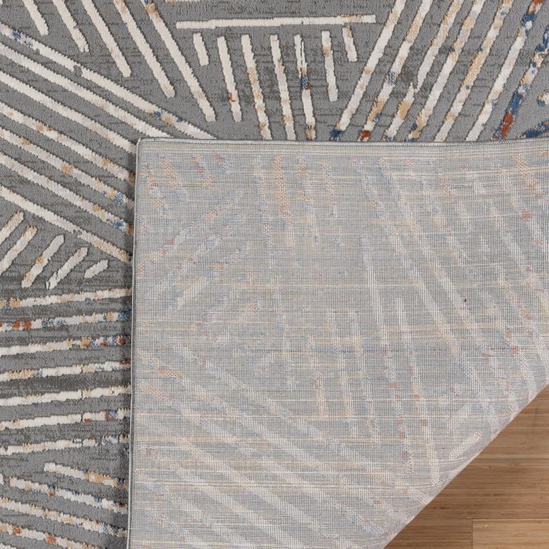 Gertmenian Arlo High Low Transitional Modern Gray Ivory Black Indoor Area Rug Collection