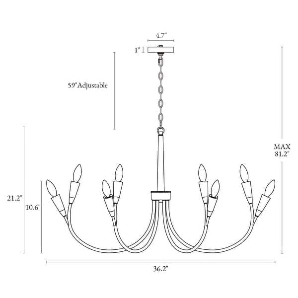 Modern Gold 12-Light Classic Candle Chandelier for Dining Living Room - D 36.2" x H 21.2"