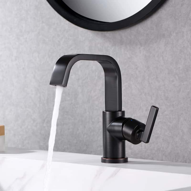 Luxier BSH14-S Single Handle Single Hole Bathroom Faucet with Drain - Oil Rubbed Bronze