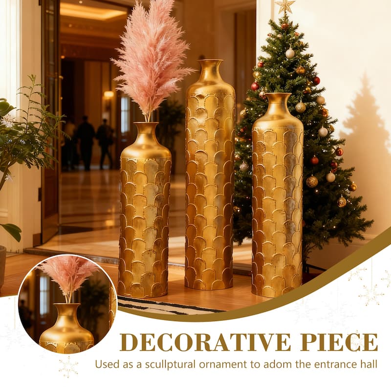 Hand-Woven PVC Rattan Floor Vase