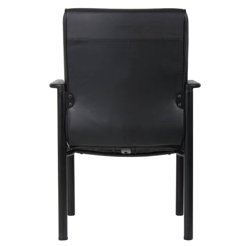 Guest Armchair, Black Faux Leather, Steel Frame, Anti-Wobble Glides