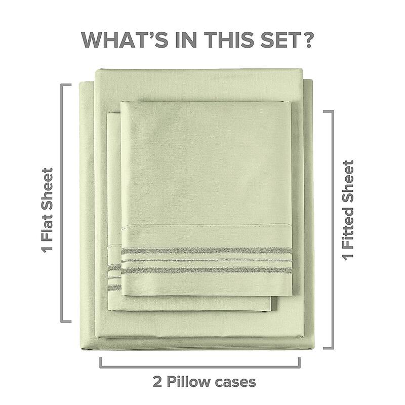 CGK Linens 4 Piece Solid Microfiber Extra Deep Pocket Bed Sheet Set