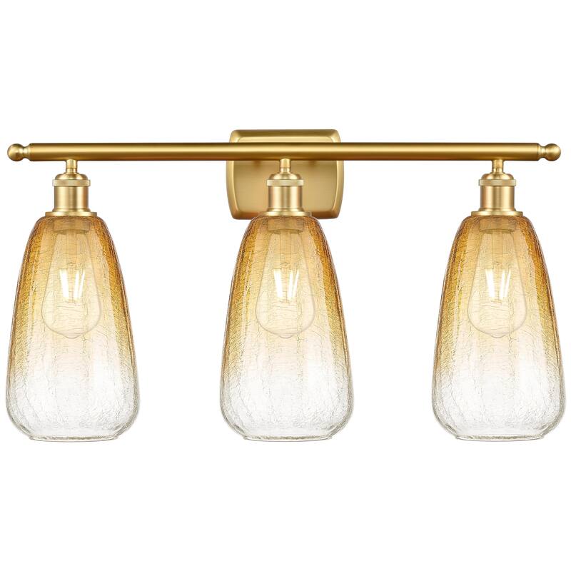 Innovations Lighting Endless Possibilities Ballston - Brookhaven Almond - 3 Light 26" Bath Vanity Light - Satin Gold/Amber