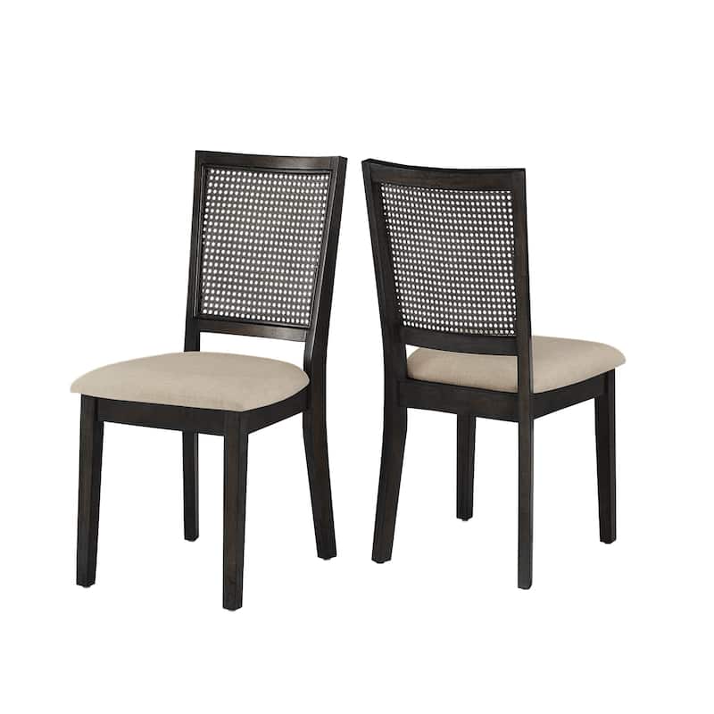 Eleanor Beige Linen Rattan Dining Chairs (Set of 2) by iNSPIRE Q Classic - Antique Black
