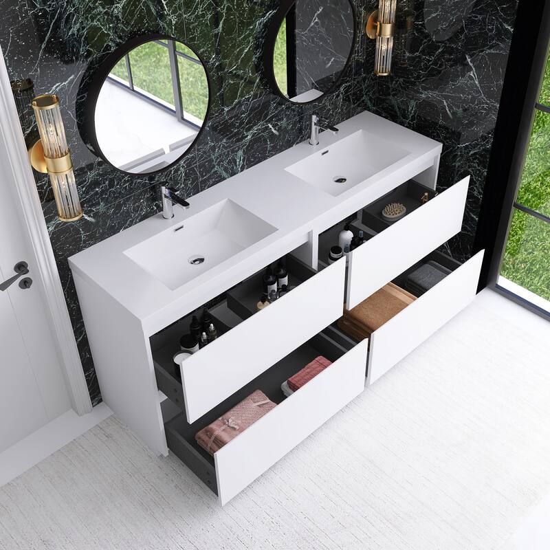 Freestanding Bathroom Vanity with Integrated Resin Top