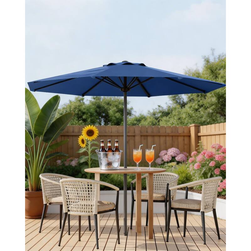 10ft Outdoor Patio Umbrella, with Crank Lift & Push Button Tilt, UV Protection Waterproof - Navy Blue