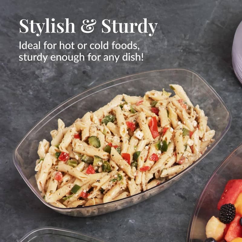 12/24 Pack Clear Oval Plastic Serving Bowls (64 Oz) / Disposable Dishes - 64 Oz