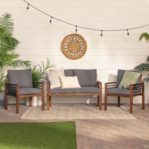 Middlebrook 3-Piece Acacia and Metal Patio Chat Set
