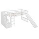 preview thumbnail 19 of 28, All-in-one Loft Bed Built-in Ladder Wood Frame Loft Bed with Slide, 2 Drawers, Storage Stairs & Underbed Activity Space for Kids